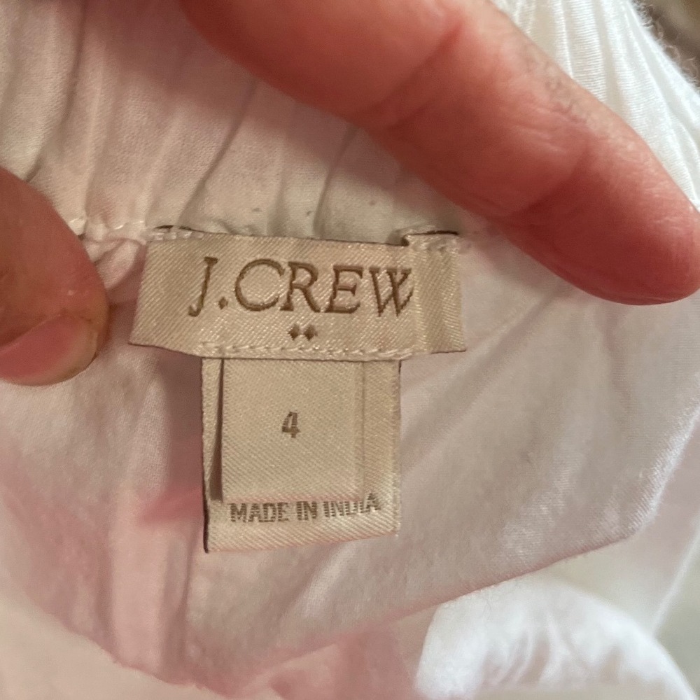 J.Crew White Cotton Eyelet Midi Skirt Elastic Waist Womens Size 4 - Picture 5 of 11